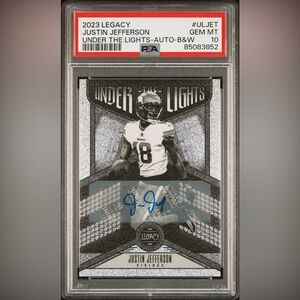 2023 Legacy Justin Jefferson Under the Lights B&W Auto 
PSA 10 Minnesota Vikings